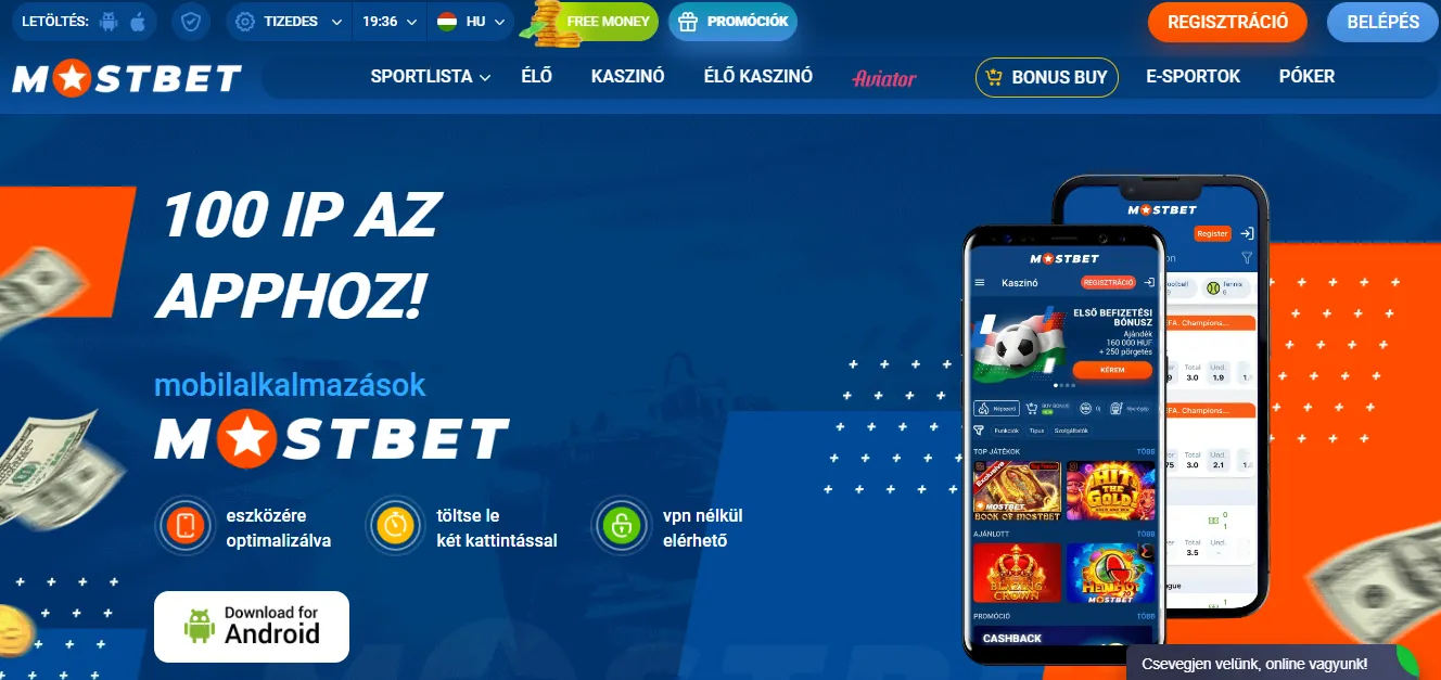 Fogadások és játékok a Mostbet app verziójában